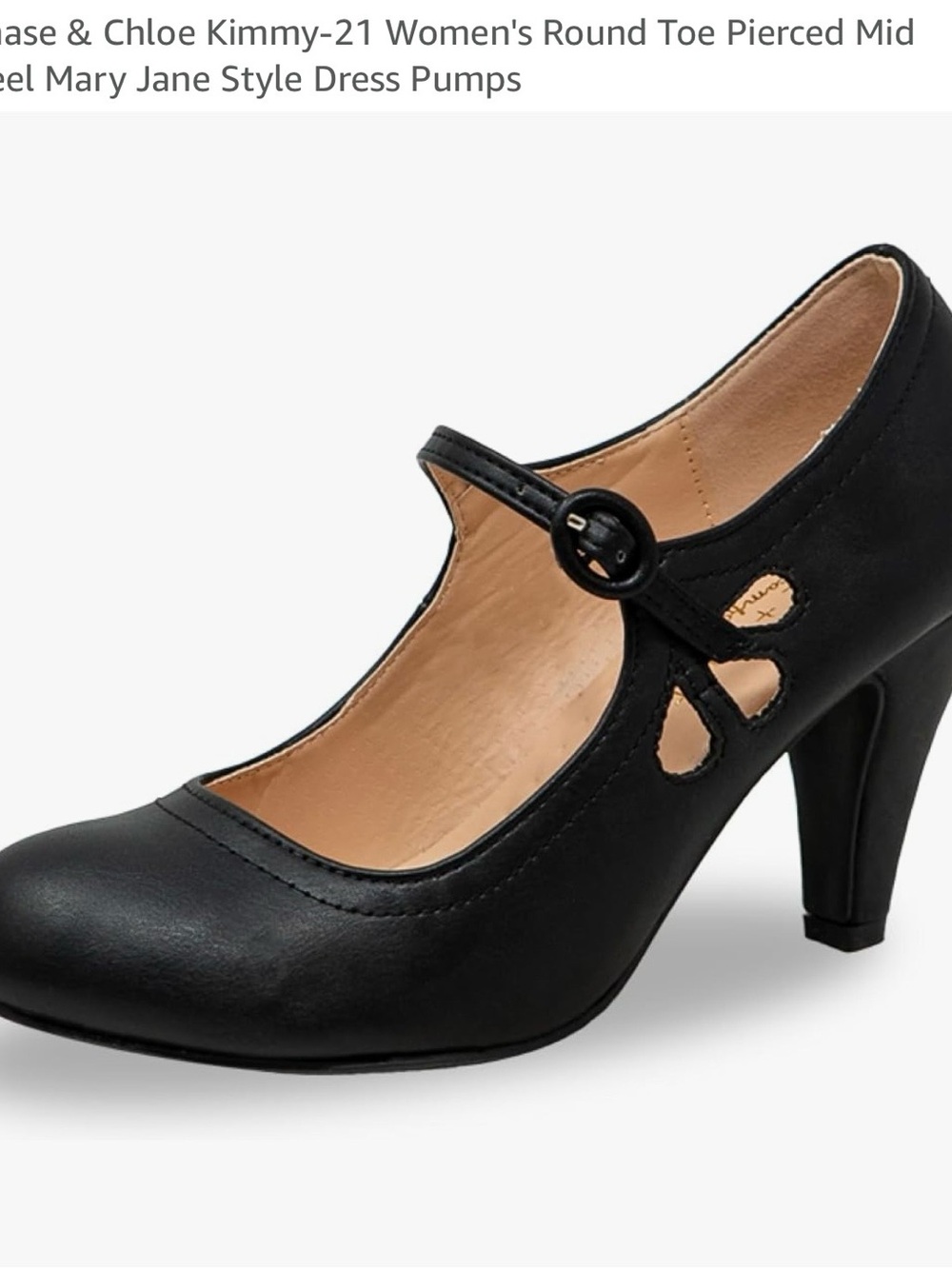 Chase + Chloe Black Mary Jane Mid Heel Dress Pump